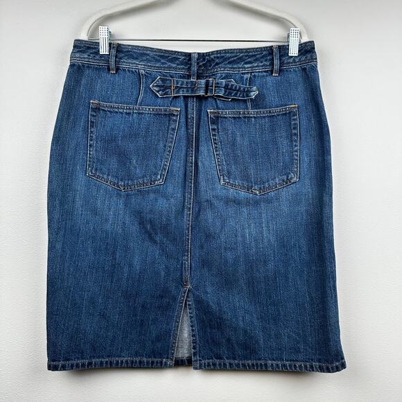 Ralph Lauren Jeans Co Denim Skirt Vintage Y2K Back Cinch Buckle 12 Equestrian - Picture 3 of 10